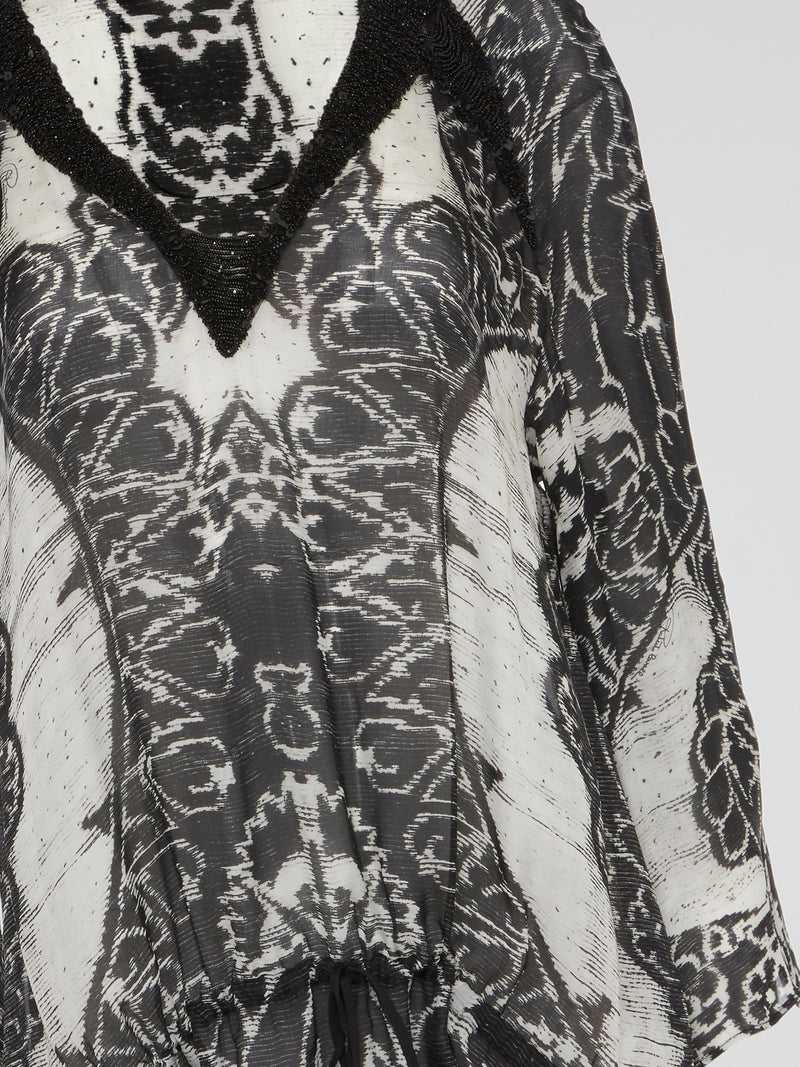 Shadow Mirage Embellished Sheer Kaftan