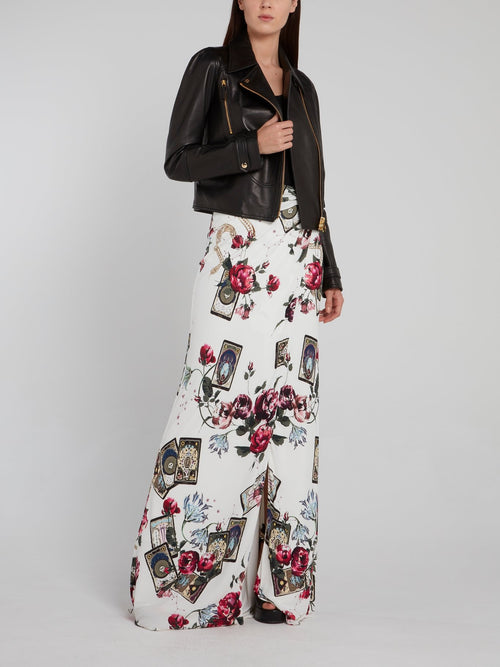 Черная кожаная куртка на молнии