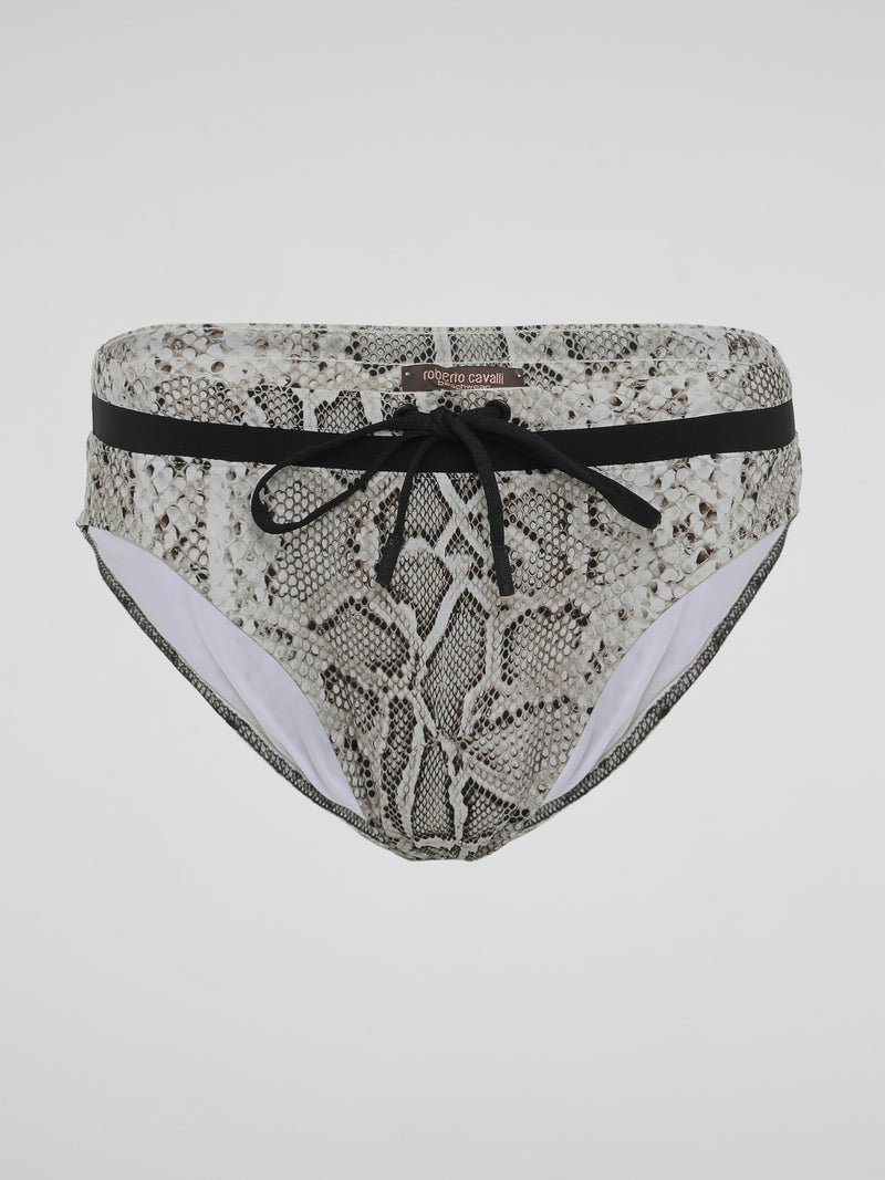 Dive into the wild side with our alluring Snake Print Swimwear by Roberto Cavalli. Unleashing the primal elegance of a slithering serpent, this collection embodies a sense of untamed adventure and confident sensuality. Crafted with luxurious fabrics and exquisitely tailored to accentuate your curves, our swimwear ensures you stand out from the crowd with a fierce fashion statement that is as captivating as the snake itself.