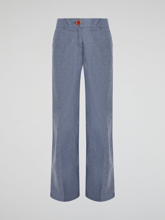 Elevate your summer wardrobe with our stunning Blue Palazzo Pants from Roberto Cavalli. Crafted from luxurious materials, these pants offer a flattering silhouette and effortless style. Make a statement at any occasion and turn heads with these bold and vibrant pants that scream high fashion.