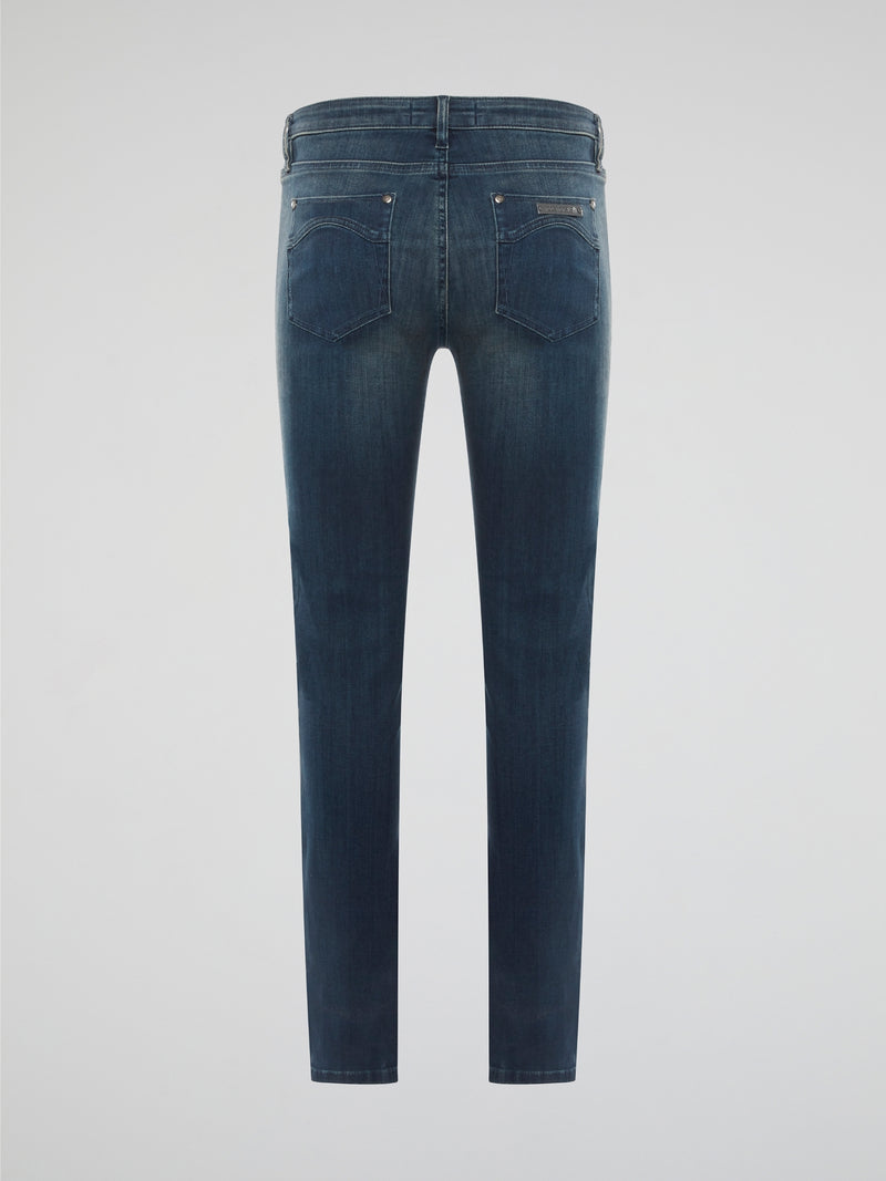 Elevate your denim game with these Stone Washed Skinny Denim Jeans by Roberto Cavalli, designed to hug your curves in all the right places. The unique stone wash finish gives these jeans a worn-in, vintage look that sets them apart from your average pair of skinny jeans. Pair them with a sleek blouse and heels for a chic and edgy urban look that will turn heads wherever you go.