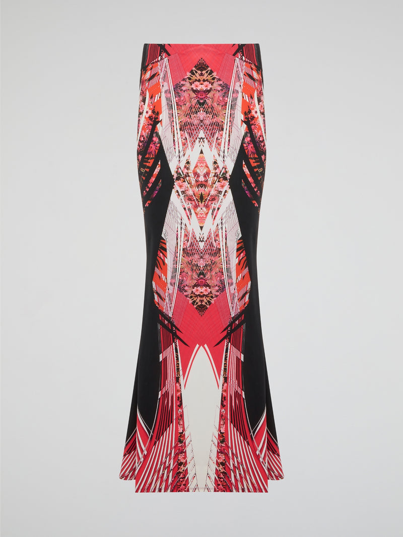 Feel like a modern-day goddess in this stunning red printed maxi skirt by Roberto Cavalli. The vibrant color and intricate design will make you stand out in any crowd, while the flowing silhouette adds a touch of elegance to your look. Pair it with a simple top and statement jewelry for a look that is both bold and chic.