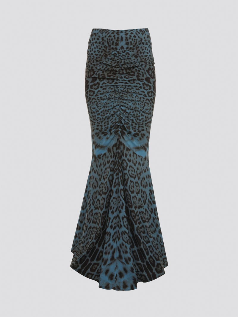 Embrace your wild side with Roberto Cavalli's Leopard Print Ruched Maxi Skirt. This statement piece features a bold and fierce print that will turn heads wherever you go. The ruched detailing adds a touch of glamour and elegance to this must-have skirt. Stand out from the crowd and unleash your inner fashionista with this show-stopping piece from Roberto Cavalli.