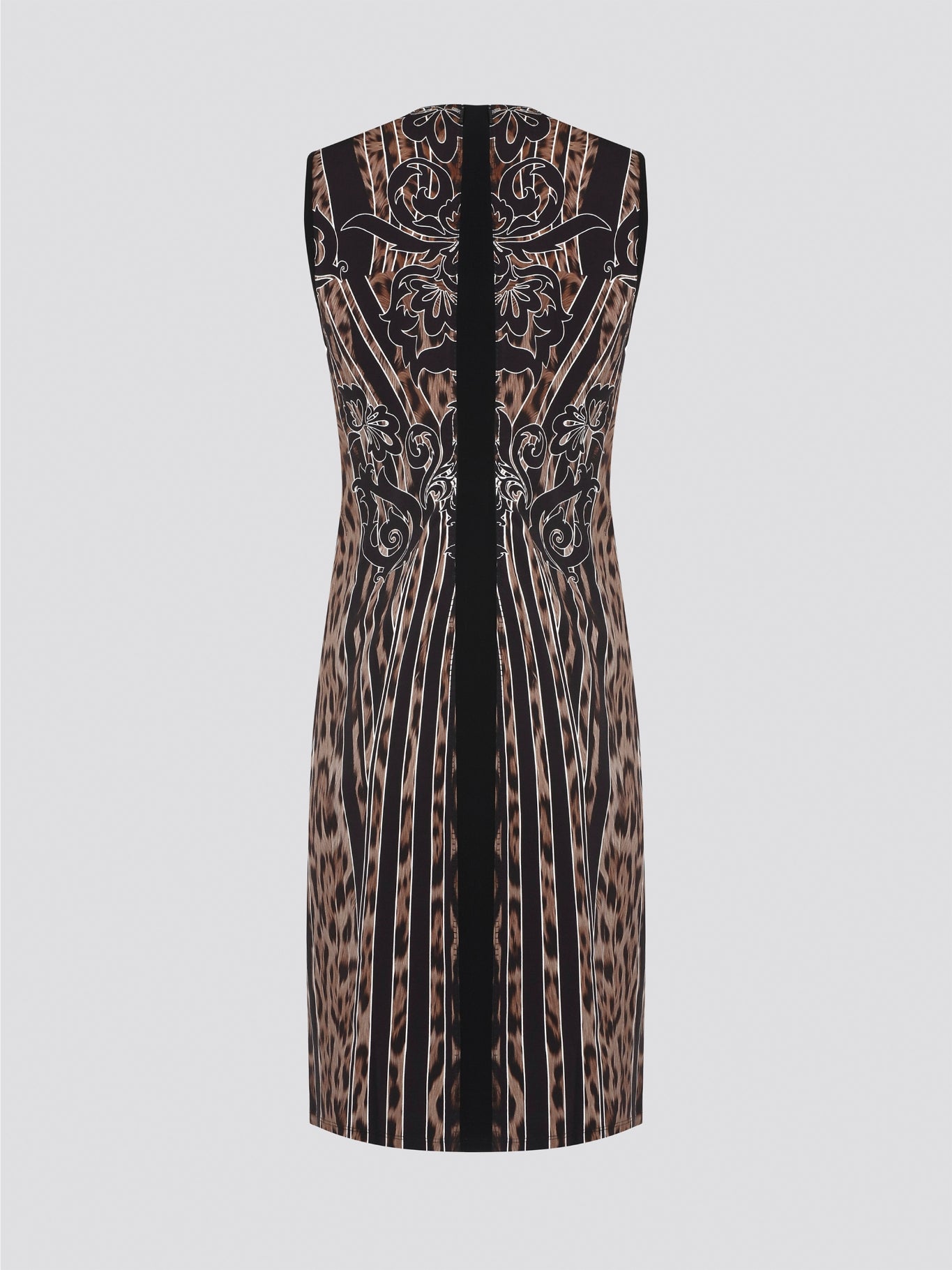 Fade into the wild with the Roberto Cavalli Leopard Print Sheath Dress. This fierce and fabulous statement piece will turn heads wherever you go, exuding confidence and sophistication. Embrace your inner predator and unleash your stylish prowess with this bold and daring dress.