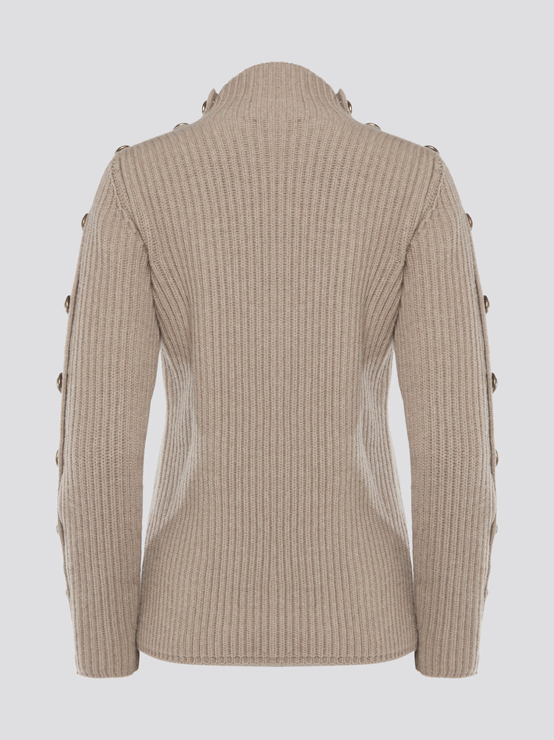 Elevate your sweater game with the luxurious Brown Button Detailed Sweater from Roberto Cavalli. This statement piece features intricate button detailing on the sleeves, adding a touch of sophistication and flair to your look. Stay cozy and stylish in this must-have staple for your fall and winter wardrobe.