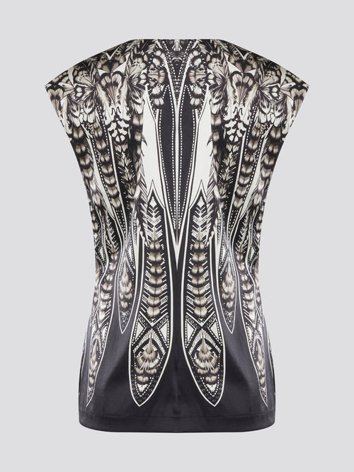 Elevate your summer wardrobe with this effortlessly chic Black Printed Sleeveless Top from Roberto Cavalli. Crafted from luxurious materials, this top features a striking print that is sure to turn heads wherever you go. Pair it with tailored pants for a sophisticated office look, or dress it down with jeans for a casual weekend ensemble.