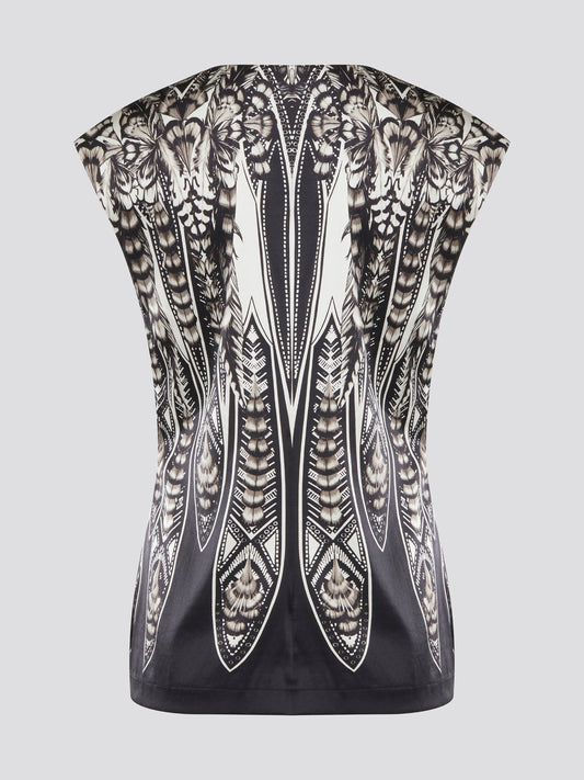 Elevate your summer wardrobe with this effortlessly chic Black Printed Sleeveless Top from Roberto Cavalli. Crafted from luxurious materials, this top features a striking print that is sure to turn heads wherever you go. Pair it with tailored pants for a sophisticated office look, or dress it down with jeans for a casual weekend ensemble.