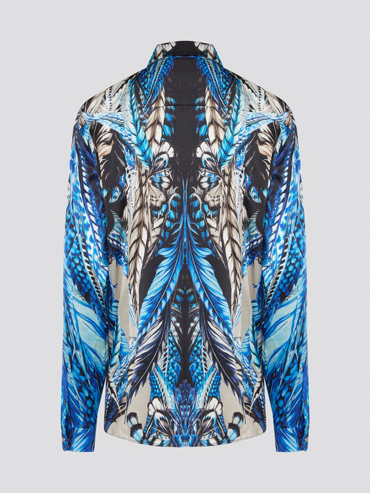 Elevate your wardrobe with the stunning Blue Printed Long Sleeve Blouse by Roberto Cavalli. Featuring a bold and striking print, this blouse is perfect for making a statement wherever you go. Crafted with exquisite attention to detail, this piece will add a touch of luxury and sophistication to any outfit.
