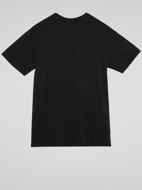 Jet Black Chain Embroidered Tee