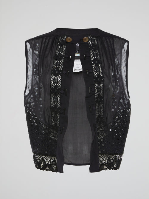 Black Enchantment Sheer Lace Vest
