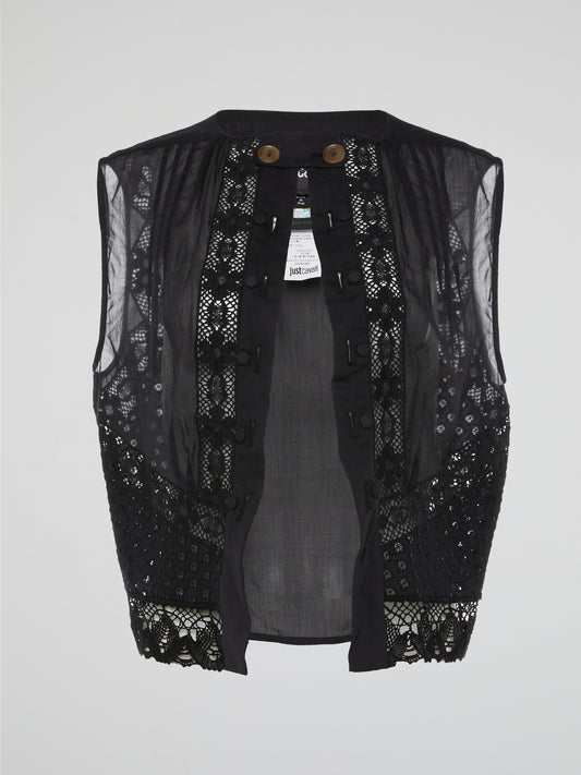 Black Enchantment Sheer Lace Vest