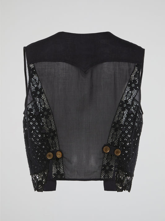 Black Enchantment Sheer Lace Vest