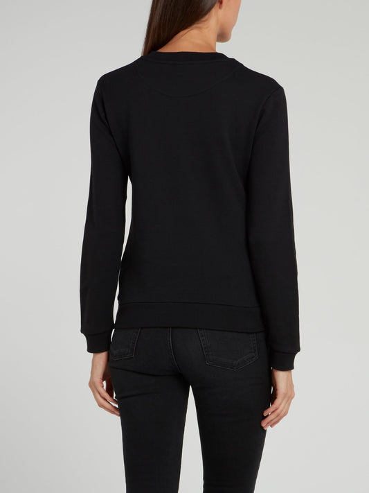 Черный хлопковый свитшот с логотипом