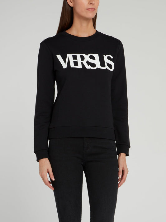 Черный хлопковый свитшот с логотипом