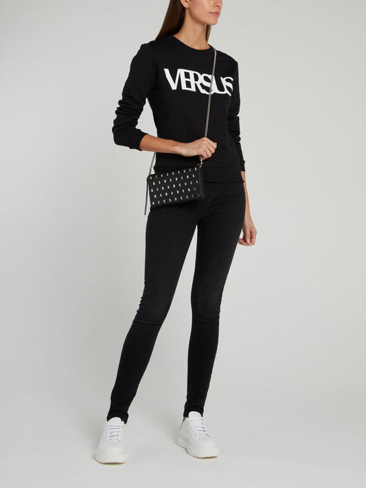 Черный хлопковый свитшот с логотипом