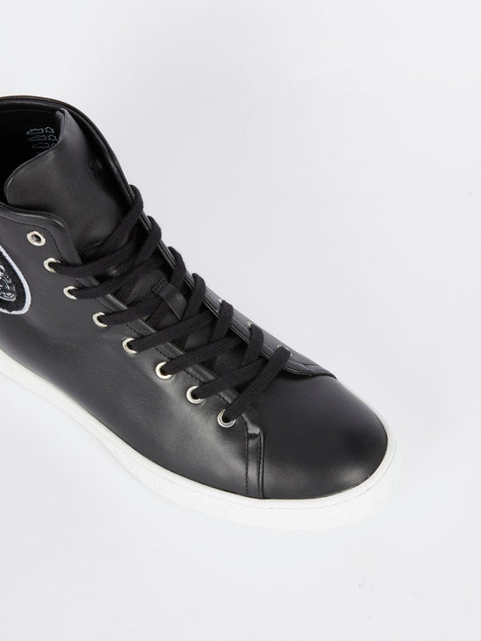 Черные высокие кроссовки с логотипом