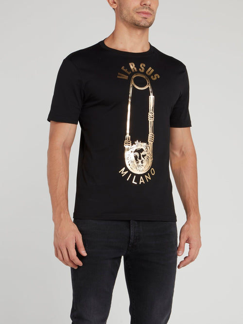 Черная хлопковая футболка с логотипом