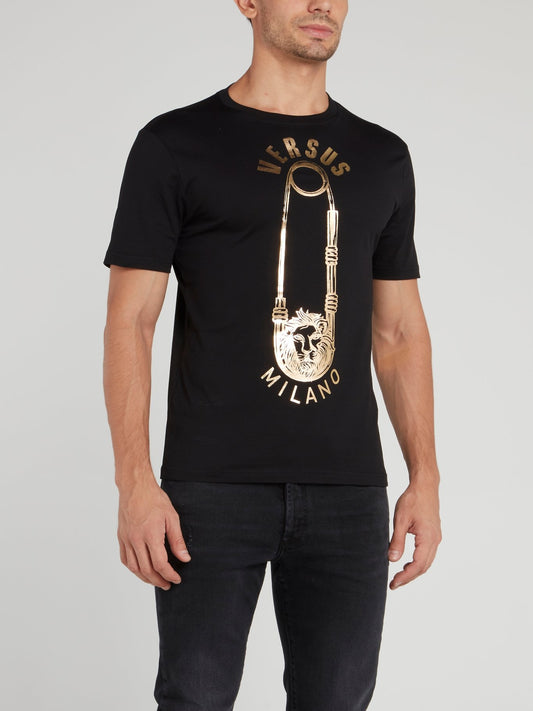 Черная хлопковая футболка с логотипом