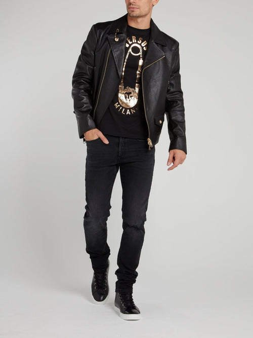 Черная хлопковая футболка с логотипом