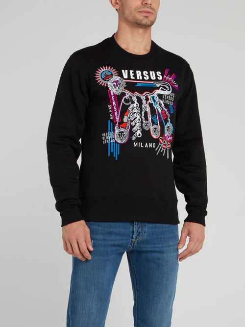 Черная хлопковая толстовка с рисунком