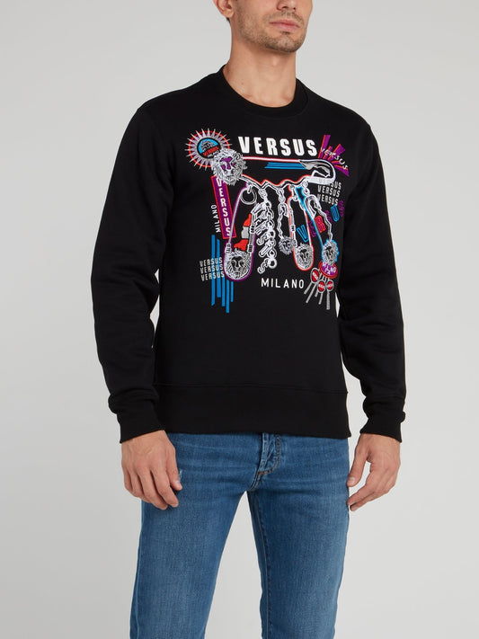 Черная хлопковая толстовка с рисунком