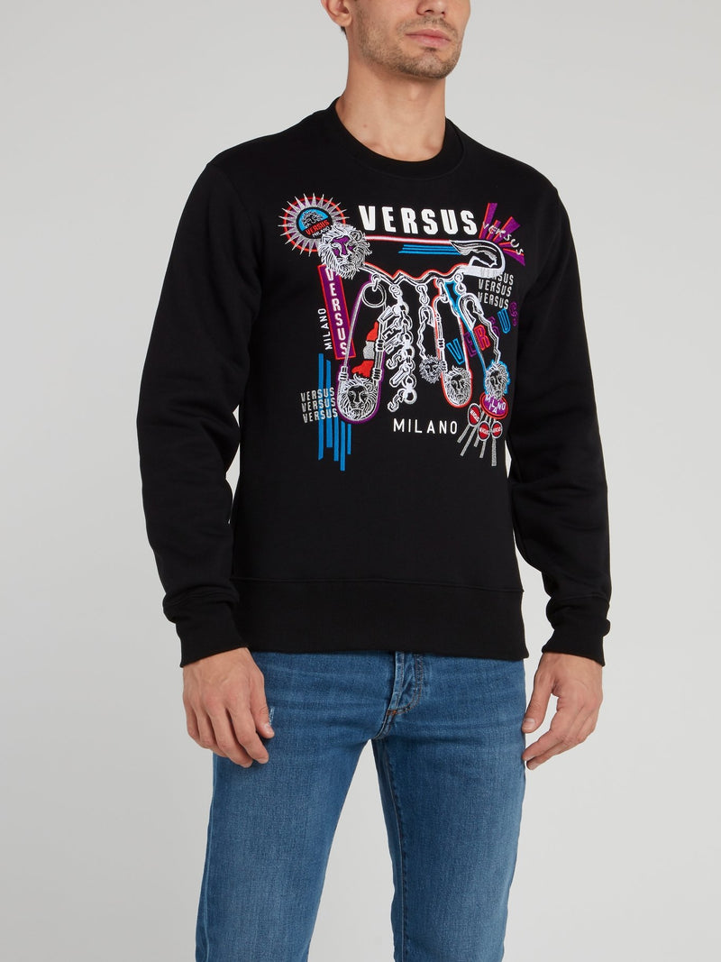 Черная хлопковая толстовка с рисунком