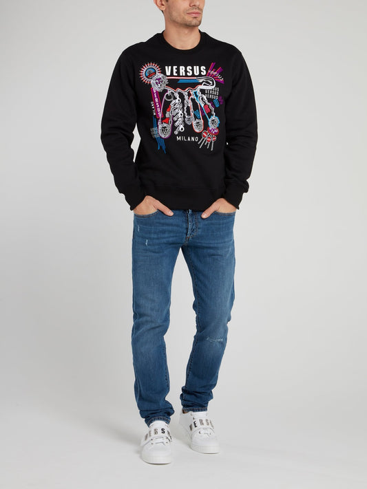 Черная хлопковая толстовка с рисунком