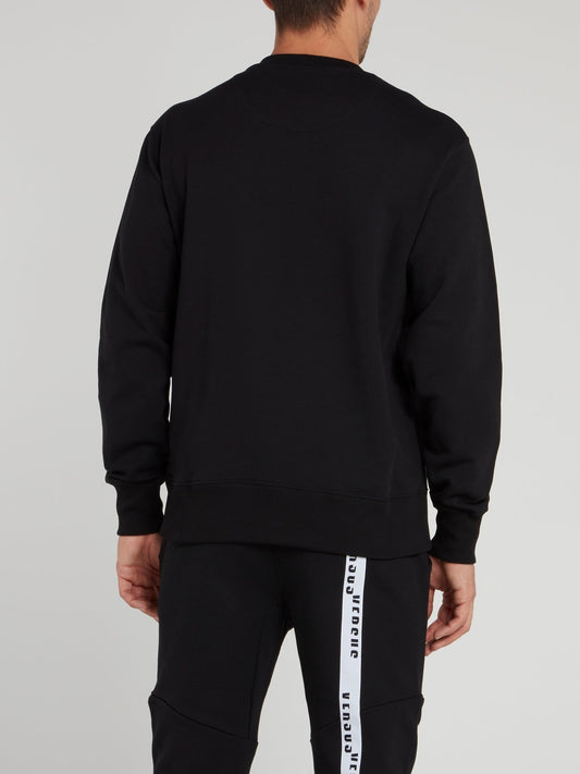 Черный хлопковый свитшот с логотипом