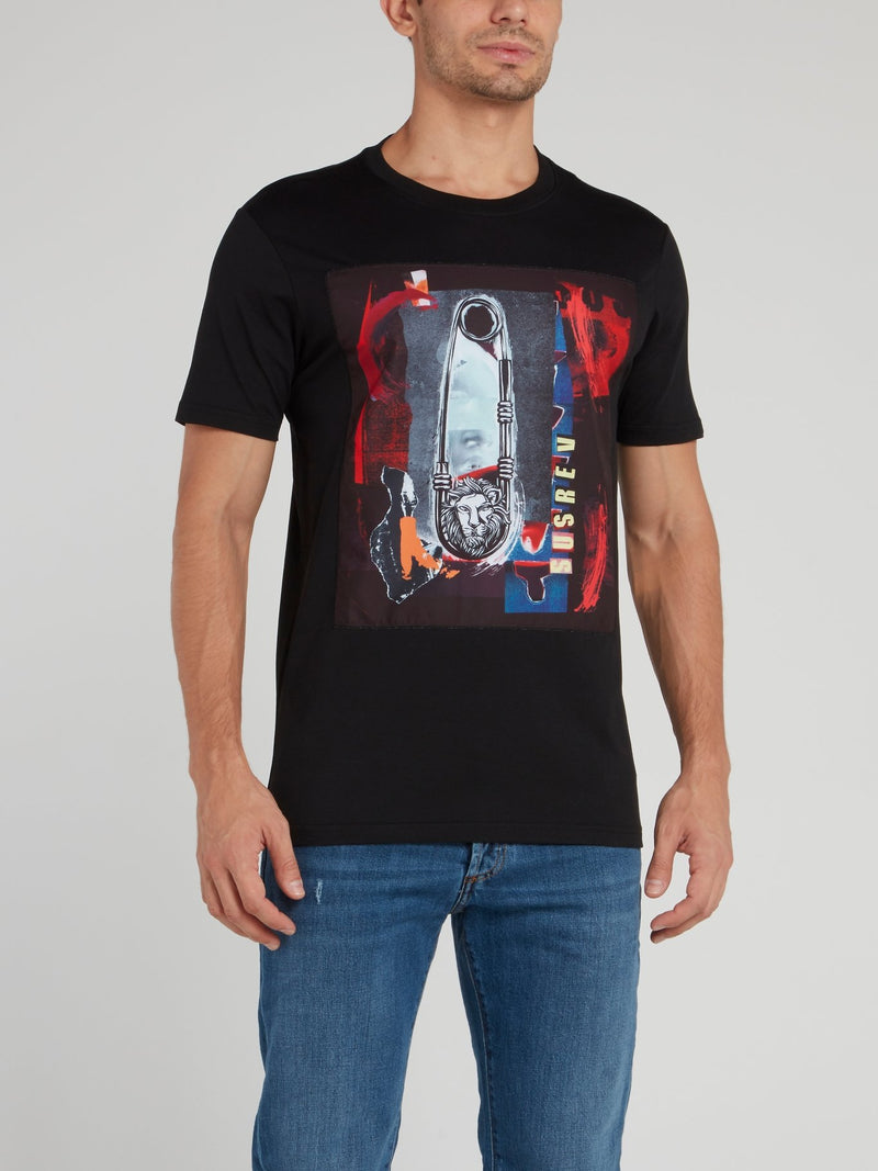 Черная футболка с абстрактным принтом