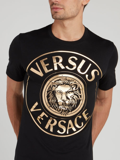 Черная хлопковая футболка с логотипом