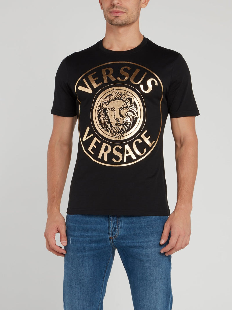 Черная хлопковая футболка с логотипом