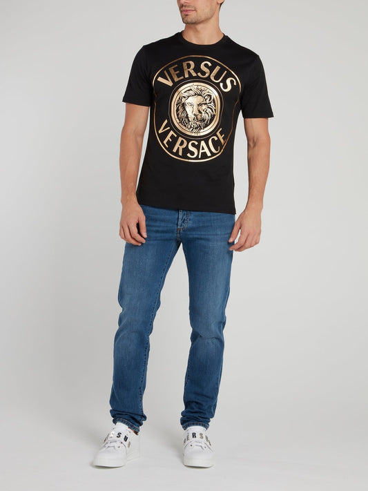 Черная хлопковая футболка с логотипом