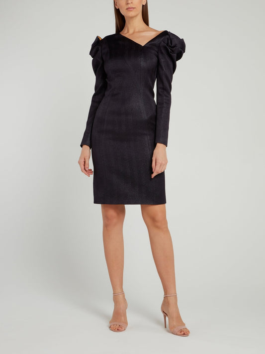 Chevron Pattern Juliet Sleeve Dress