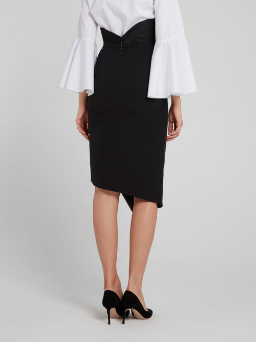 Черная юбка-миди с оборками