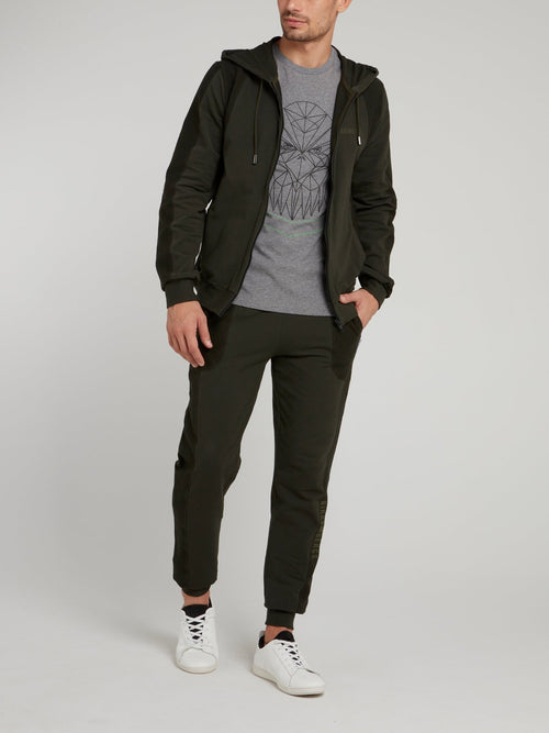 Оливковые хлопковые брюки в стиле милитари