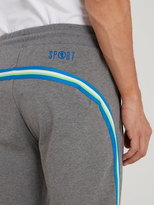 Серые брюки из флиса с лампасами