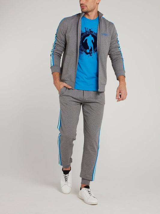 Серые брюки из флиса с лампасами