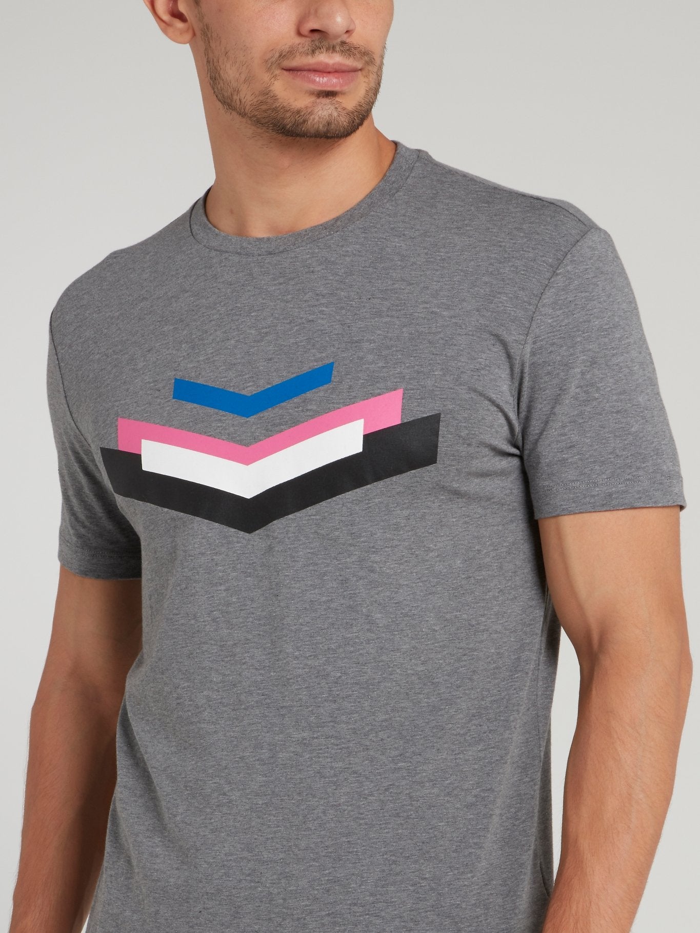 Серая хлопковая футболка с принтом шеврон