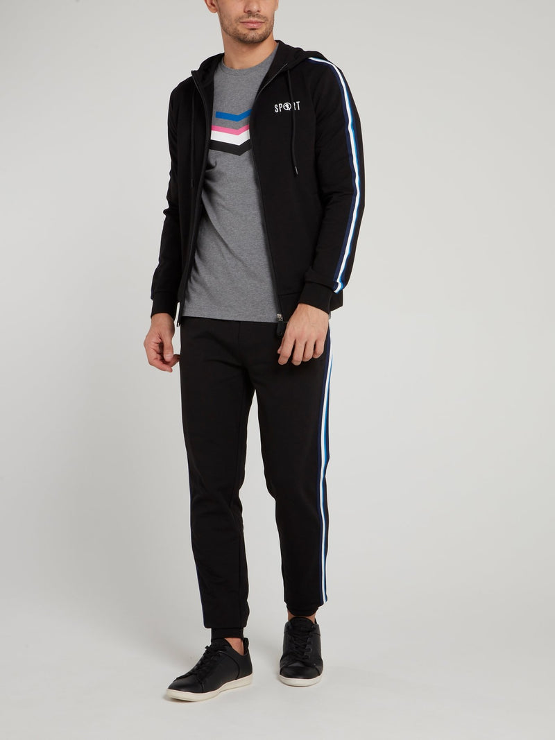 Черная куртка с капюшоном и логотипом Sport