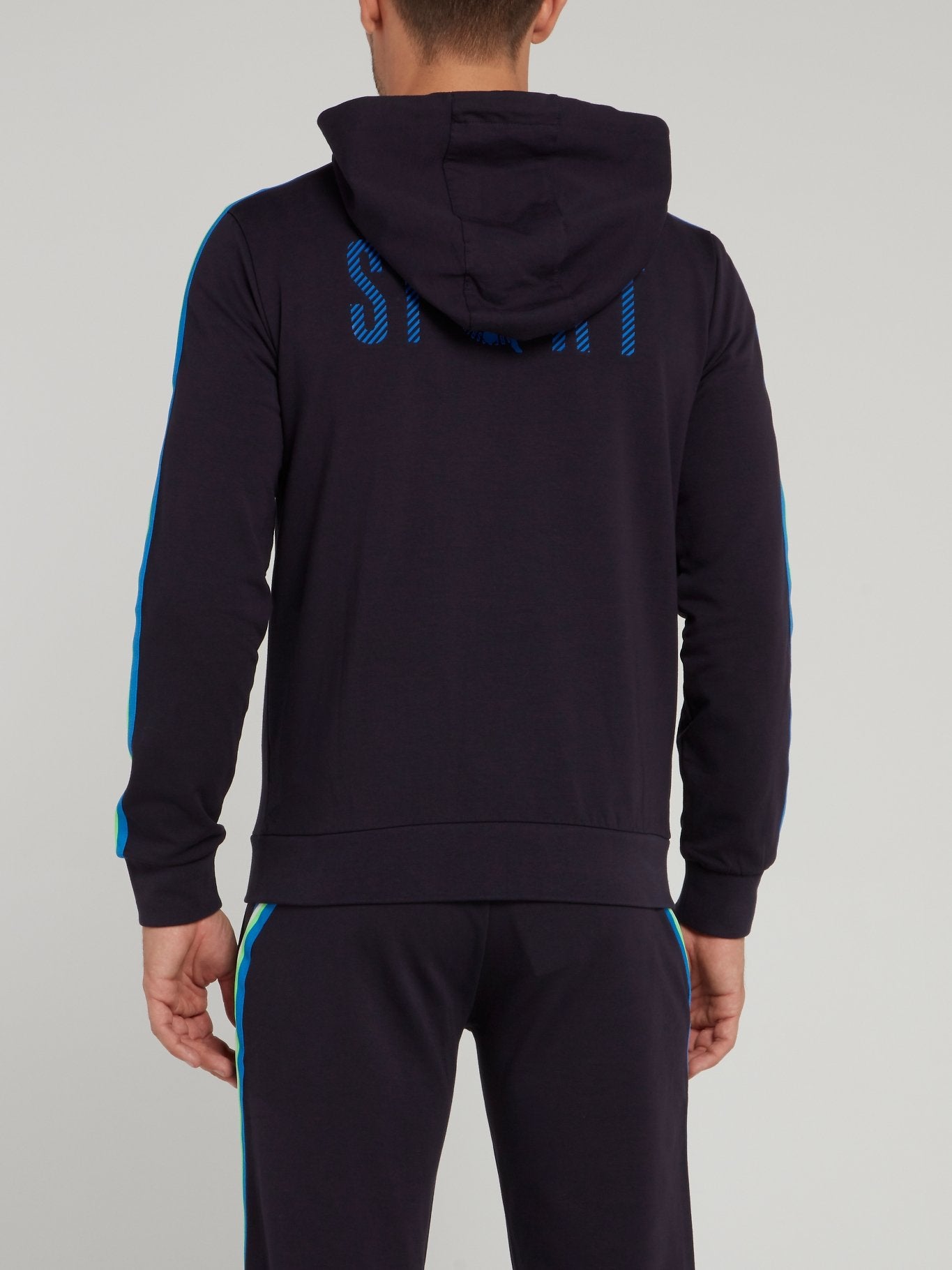 Темно-синяя куртка с капюшоном и логотипом Sport 