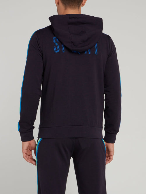 Темно-синяя куртка с капюшоном и логотипом Sport 