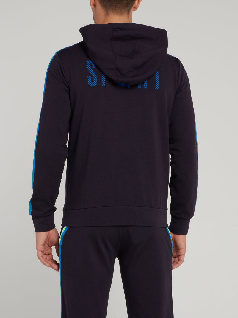 Темно-синяя куртка с капюшоном и логотипом Sport 