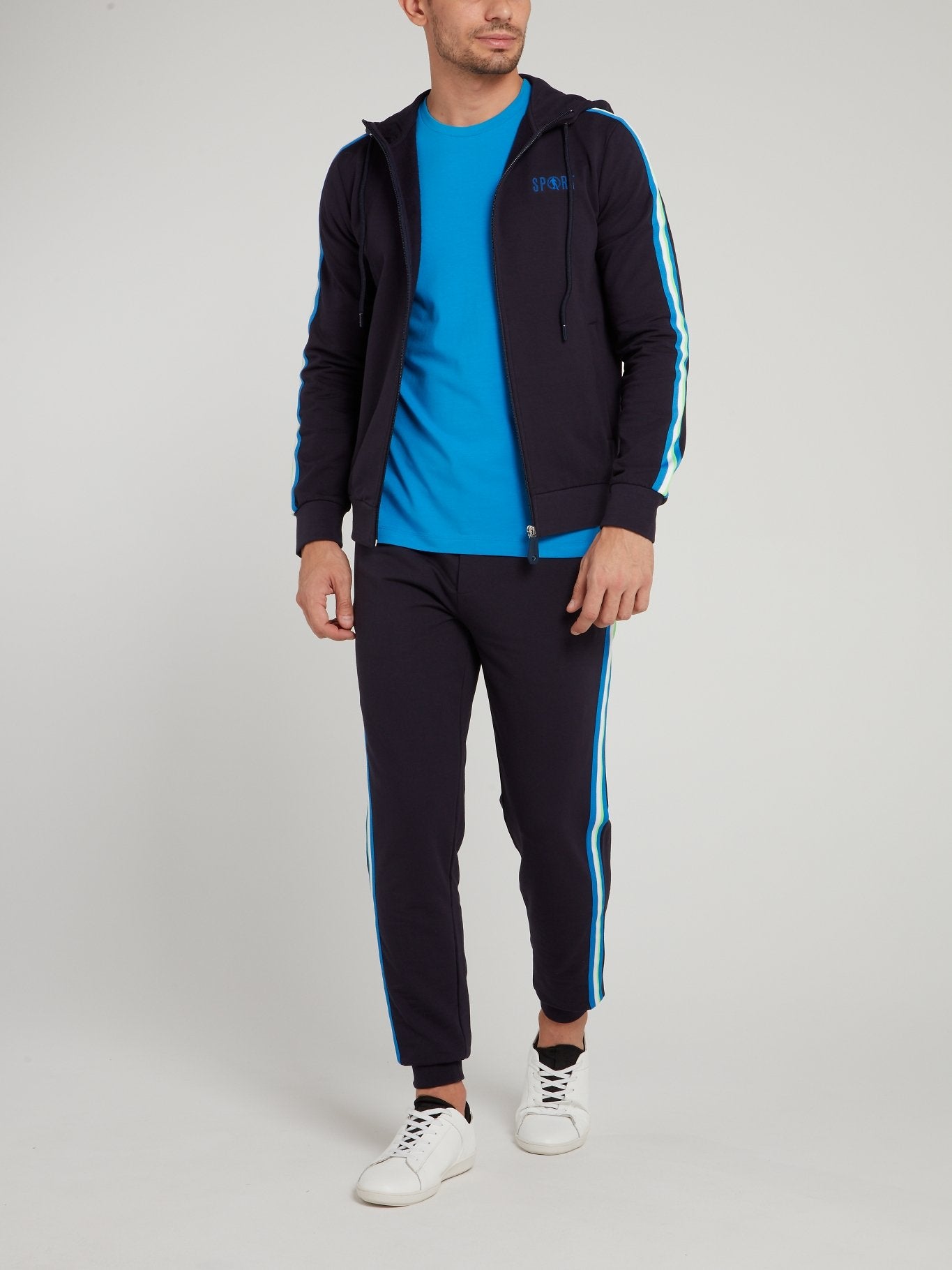 Темно-синяя куртка с капюшоном и логотипом Sport 