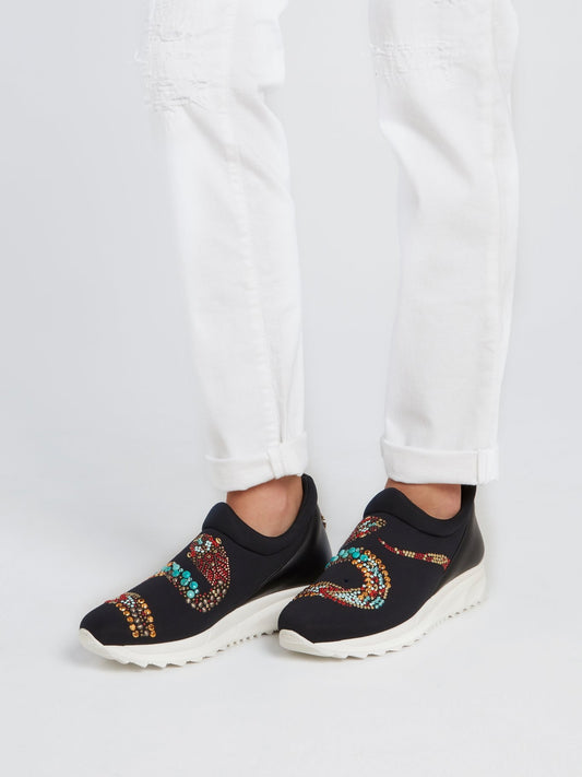 Слипоны со змеей из страз