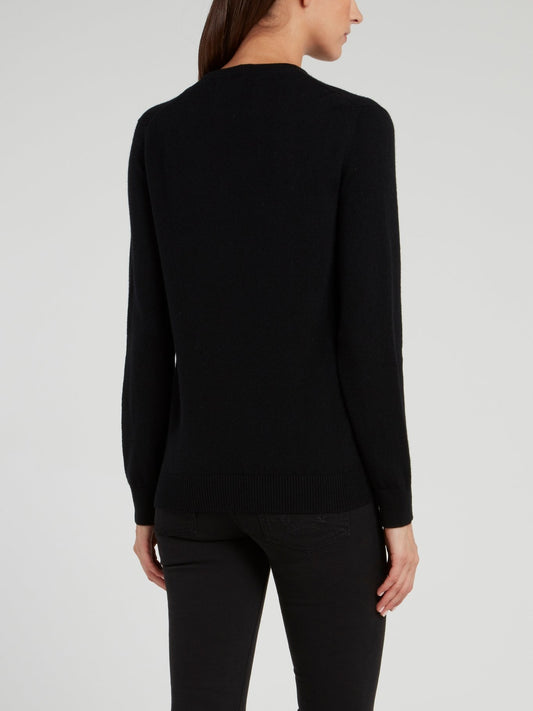 Черный классический джемпер с логотипом