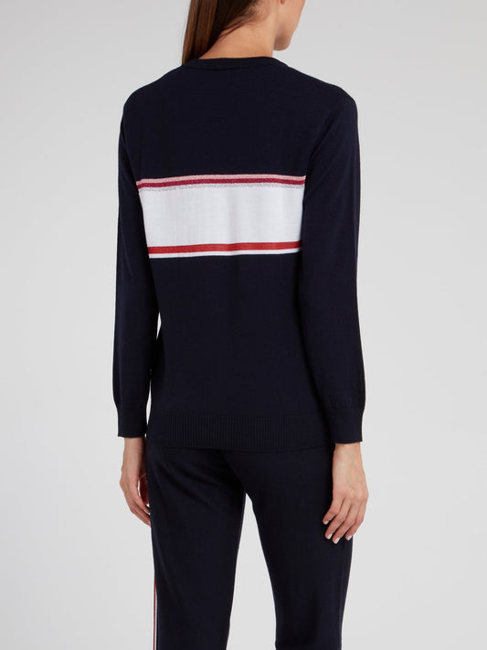 Темно-синий шерстяной свитер с логотипом