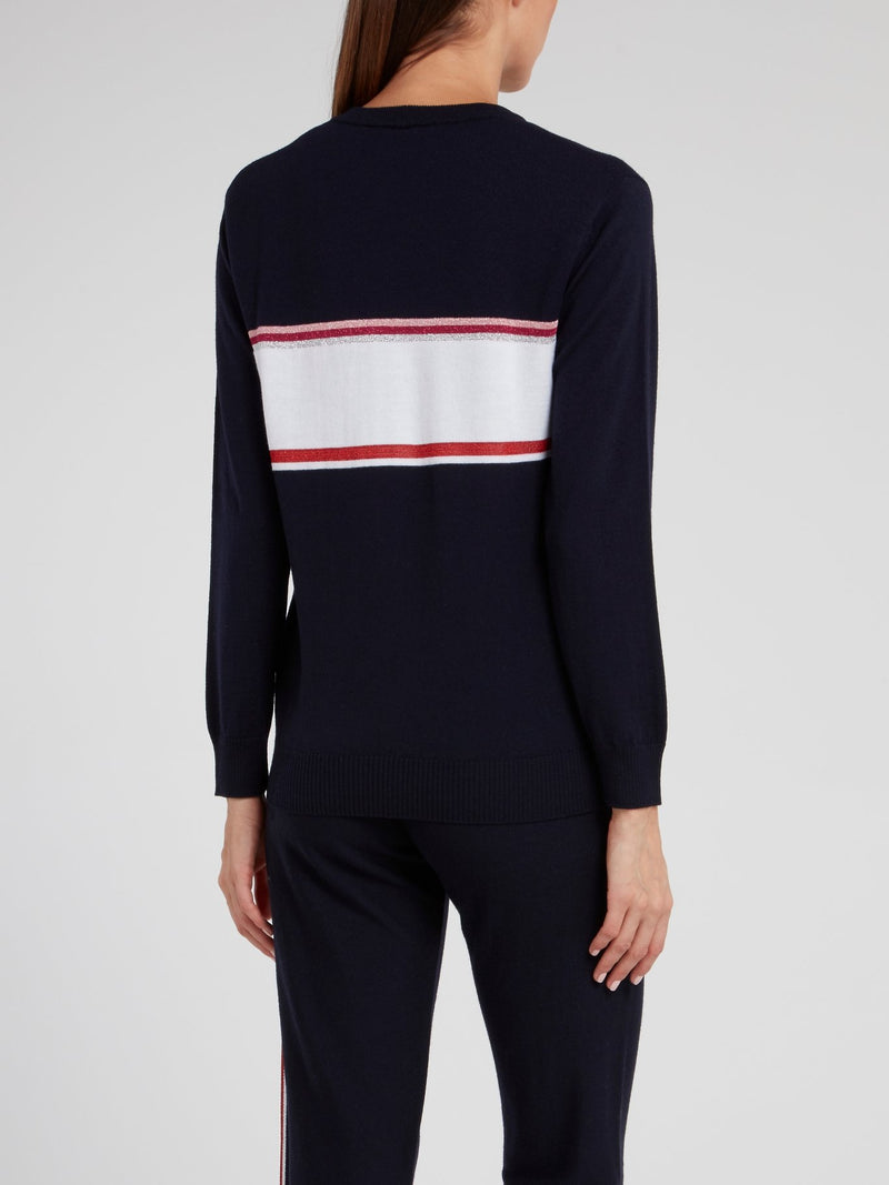 Темно-синий шерстяной свитер с логотипом