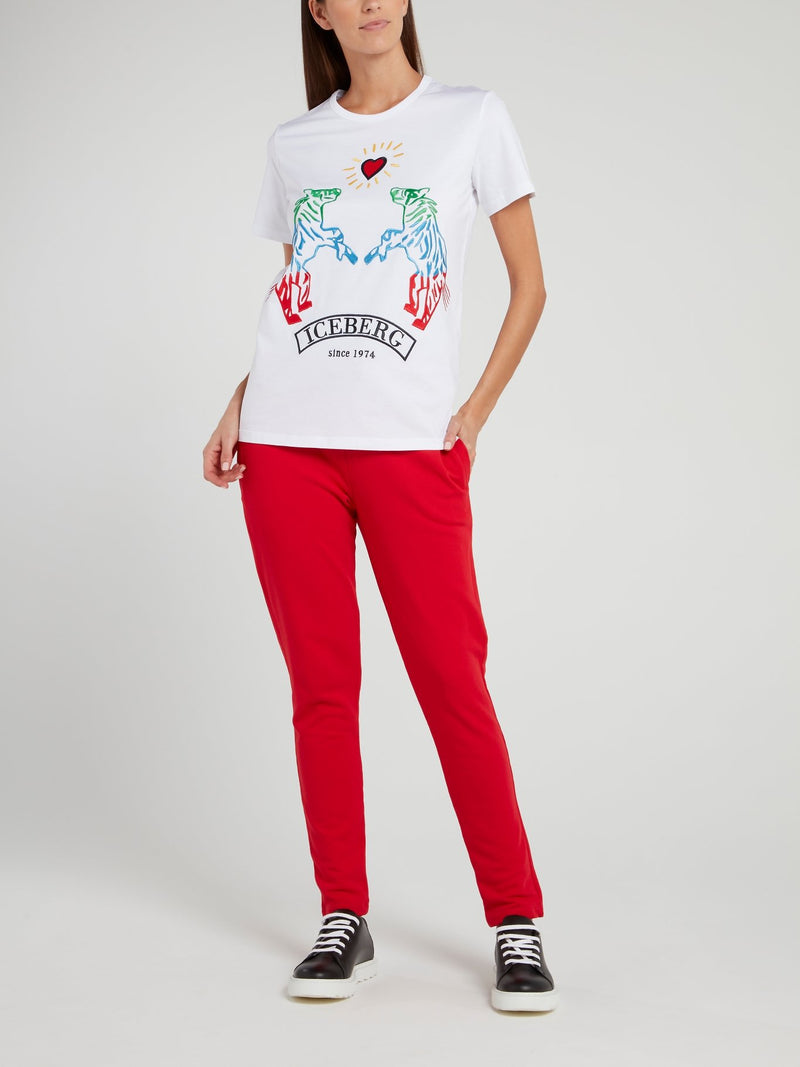 Красные хлопковые брюки со шнурком