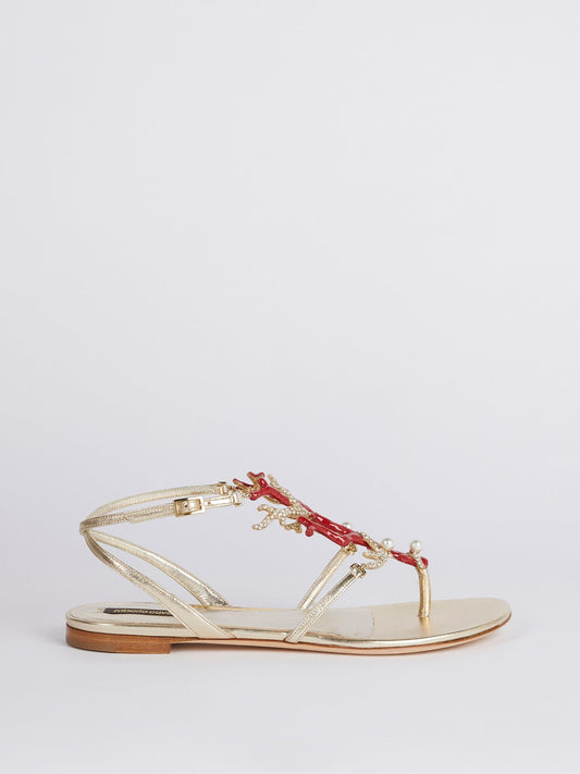 Ocean Embellished Flat Sandals