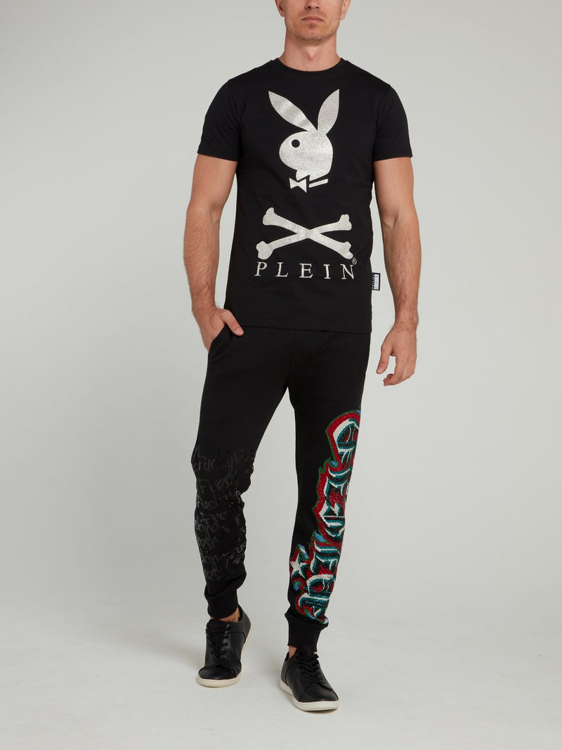 Черная футболка с рисунком Playboy